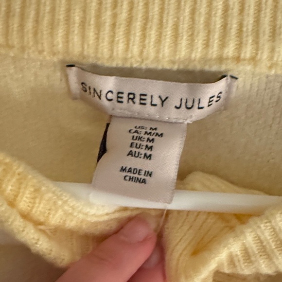 Yellow and White Checkered Women's Sweater - Picture 3 of 5